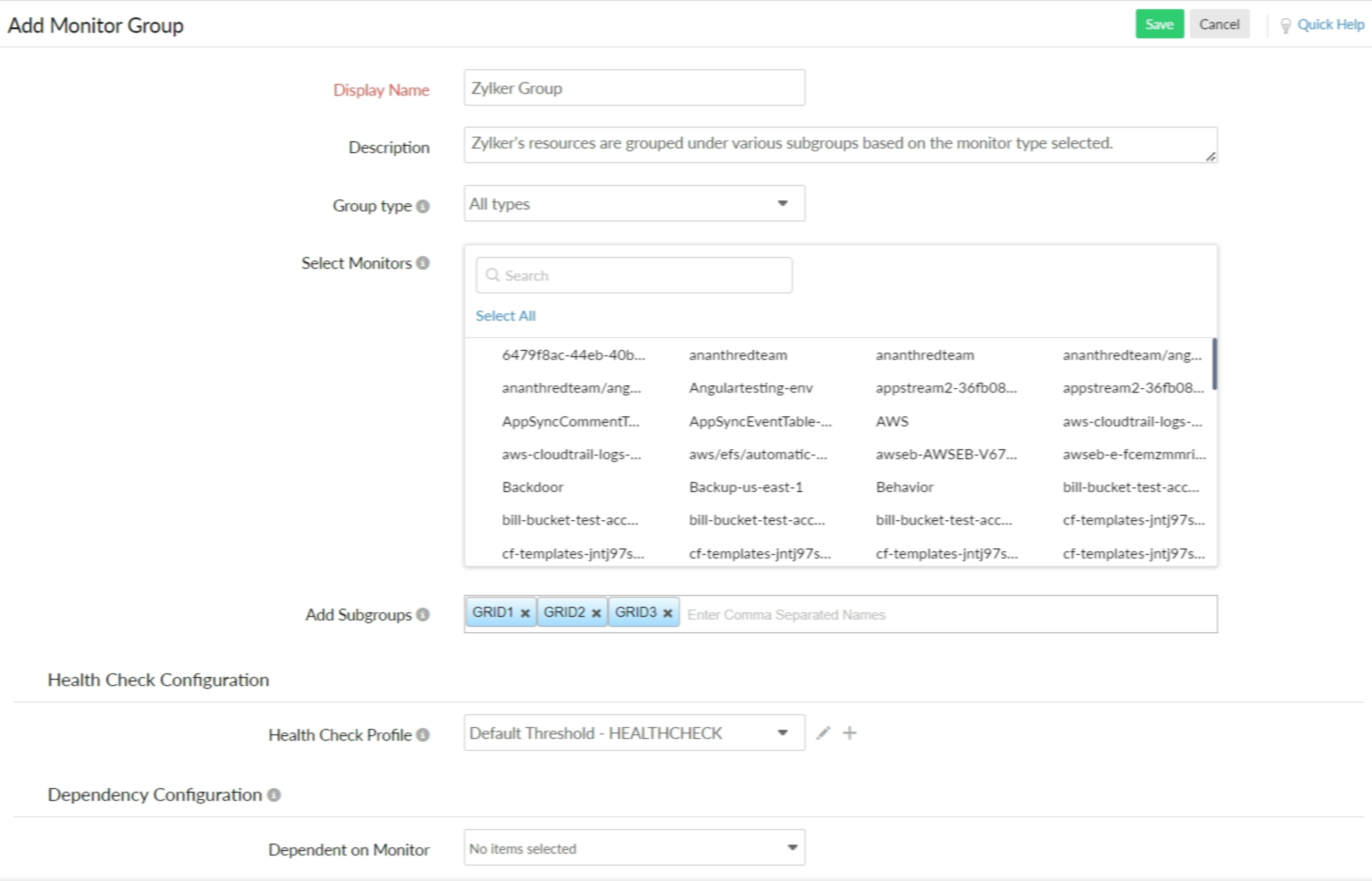 adding monitor group