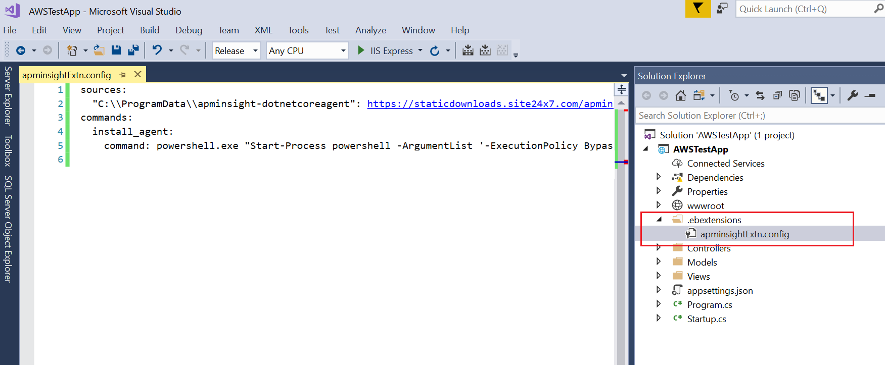 Config file in Microsoft visual studio