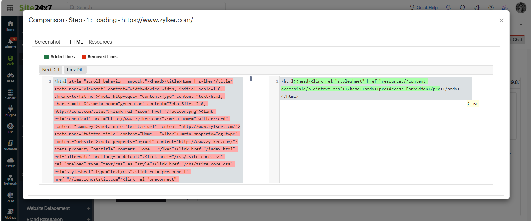 HTML Comparison